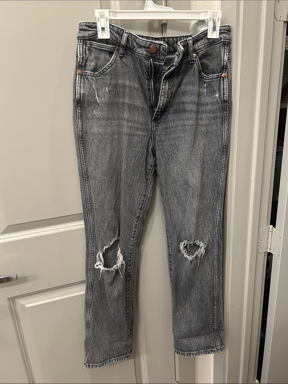 Gray Distressed Wrangler Jeans